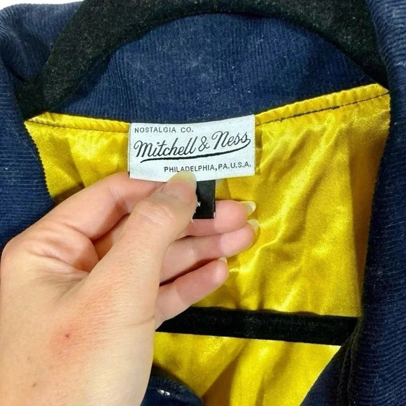 Mitchell & Ness Legendary Essentials Coaches Jacket in Navy Corduroy Cord - Picture 12 of 16